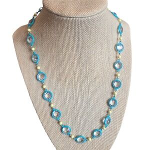 Roxanne Assoulin Necklace Crystal Link Blue Bead NWOT Business Casual
